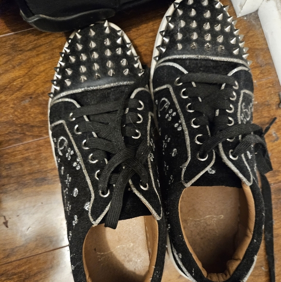Christian Louboutin Black Sneakers with Silver Studs - Picture 1 of 3